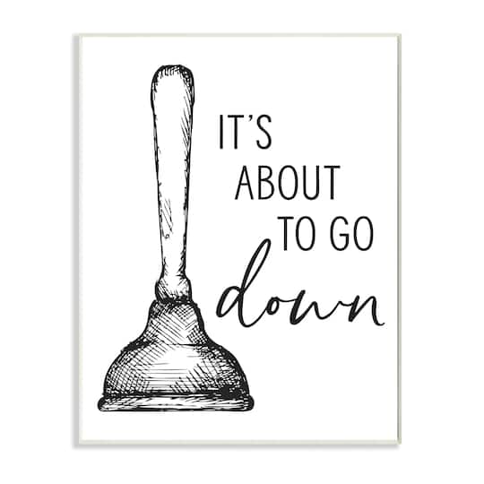 Stupell Industries About To Go Down Phrase Humor Toilet Plunger Wall Plaque